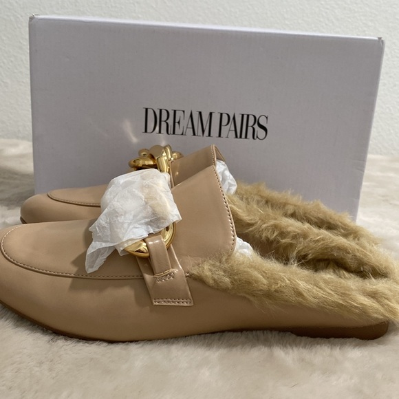 ๐ DREAM PAIRS Chain Loafer Mules with Fur Closed Toe Slip On With ๐ฆ - Picture 6 of 12